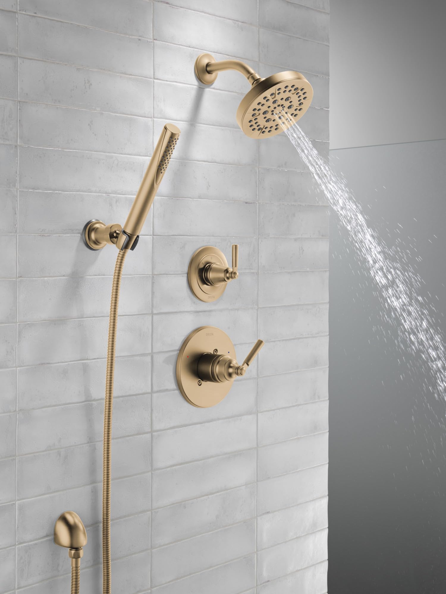 Delta Saylor 14 Series 5-Setting Shower Faucet Set, Brushed Gold Shower Head and Handle Set, Valve Trim Kit, Champagne Bronze T14235-CZ (Valve Not Included)