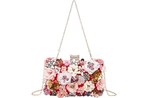 LETODE Flower Clutch Purse Evening Bag for Women Formal Party Handbag Chain Strap Shoulder Bag