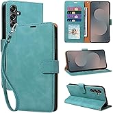 JHWVVTF for Samsung Galaxy S25 FE Case Wallet, RFID Blocking, 4 Card Slots, Soft PU Leather, S25 FE Phone Cover, Wrist Strap, Shockproof Protective, Stand, Folio Flip Cases (Green)