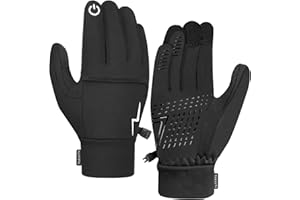 YukiniYa Kids Winter Bike Gloves Warm Water Resistant Anti Slip for Boys Youth 3-15 Years Cycling with Reflective Strip Black