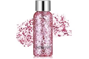 Holographic Pink Face Glitter, TEOYALL Long Lasting Glitter Shimmer Chunky Sequins Glitters for Body, Face, Hair Makeup (Pink)