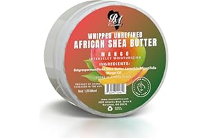 RA COSMETICS Whipped Shea Butter Mango - 6oz | 100% Pure and Natural African Shea Butter for Men & Women - Ultimate Handcrafted Moisturizer with Essential Vitamins for Radiant Skin & Luscious Hair
