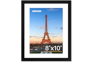 FIXSMITH 8x10 Picture Frame 1 Pack, Photo Frame with HD Plexiglass, Display Pictures 5x7 with Mat or 8x10 Without Mat, Picture Frames Collage for Tabletop or Wall Display, Black