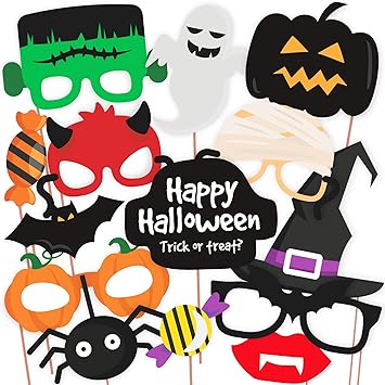 Hand Made 14 Pcs Halloween Party Prop Photo Booth Props Diy Kit