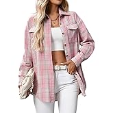 YepMoll Women's Oversized Flannel Shirts Long Sleeve Button Down Plaid Shirt Business Casual Work Blouse Top