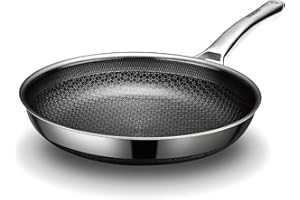 Aceself Non Stick Frying Pans,Hybrid 12 inch Frying Pans Nonstick,PFOA Free Cookware,non stick Stainless Steel Skillets,Dishwasher and Oven Safe, Works on Induction,Ceramic and Gas Cooktops