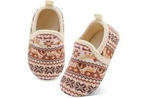 XIHALOOK Toddler Boys Girls House Slippers with Microfleece Lining Cozy Household Shoes Non-slip for Kids