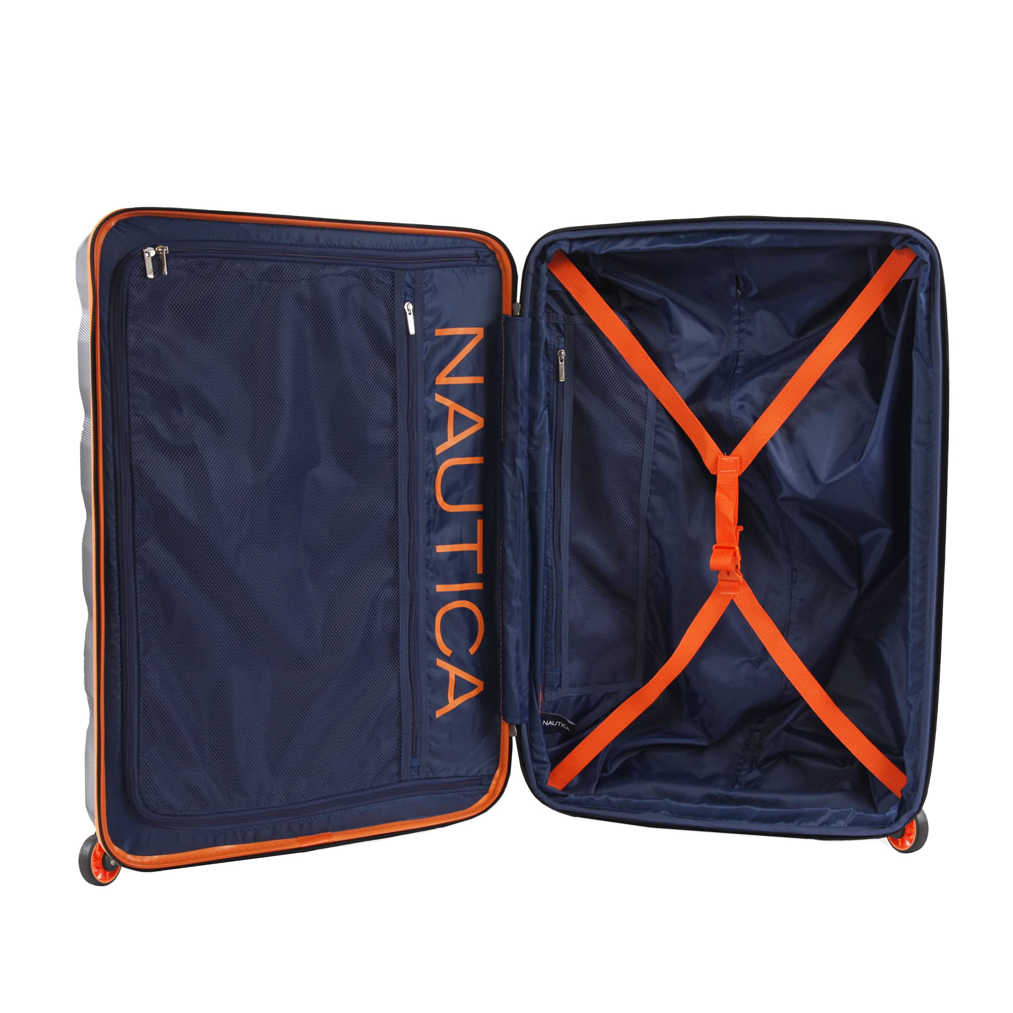 Nautica Quest Hardside Spinner Luggage, Grey/Orange, Checked-Large 29-Inch