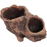 INOOMP Cement Tree Stump Planter Vintage Plant Pot 6.69 in | Imitation Wood Stump, Cement Material, Indoor Outdoor, Garden Balcony Decor, Gift for Plant Lovers