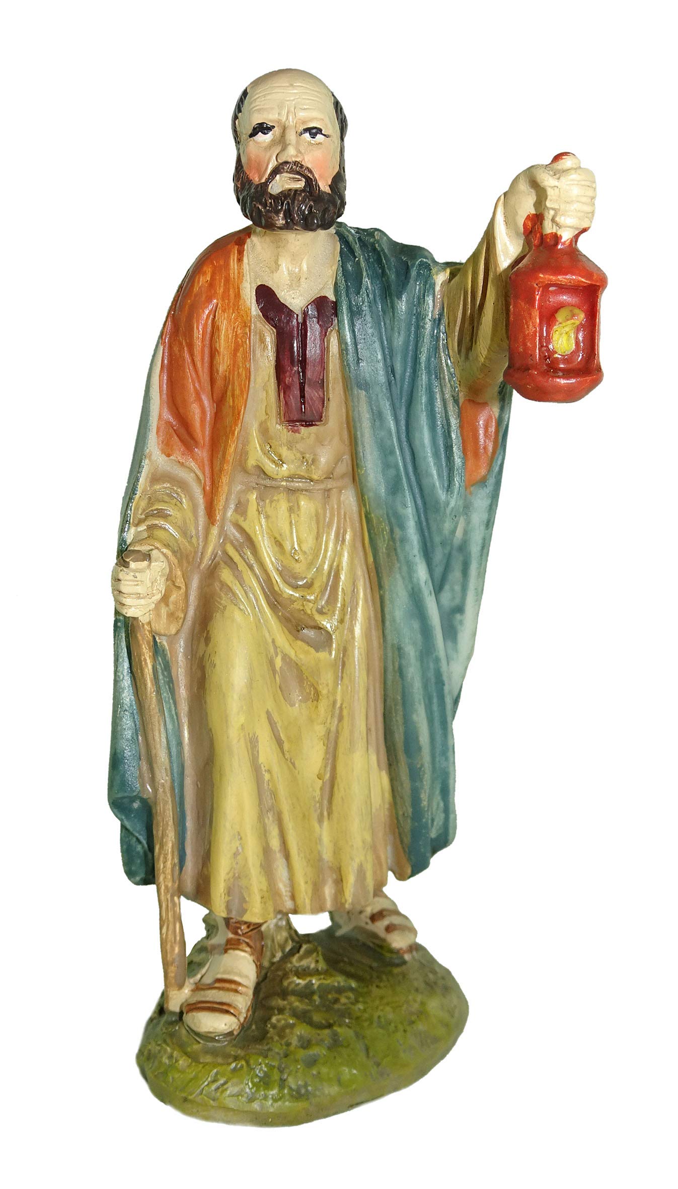 Ferrari & Arrighetti Nativity Scene Figurine: Shepherd with Lantern - Martino Landi Collection - 10 cm