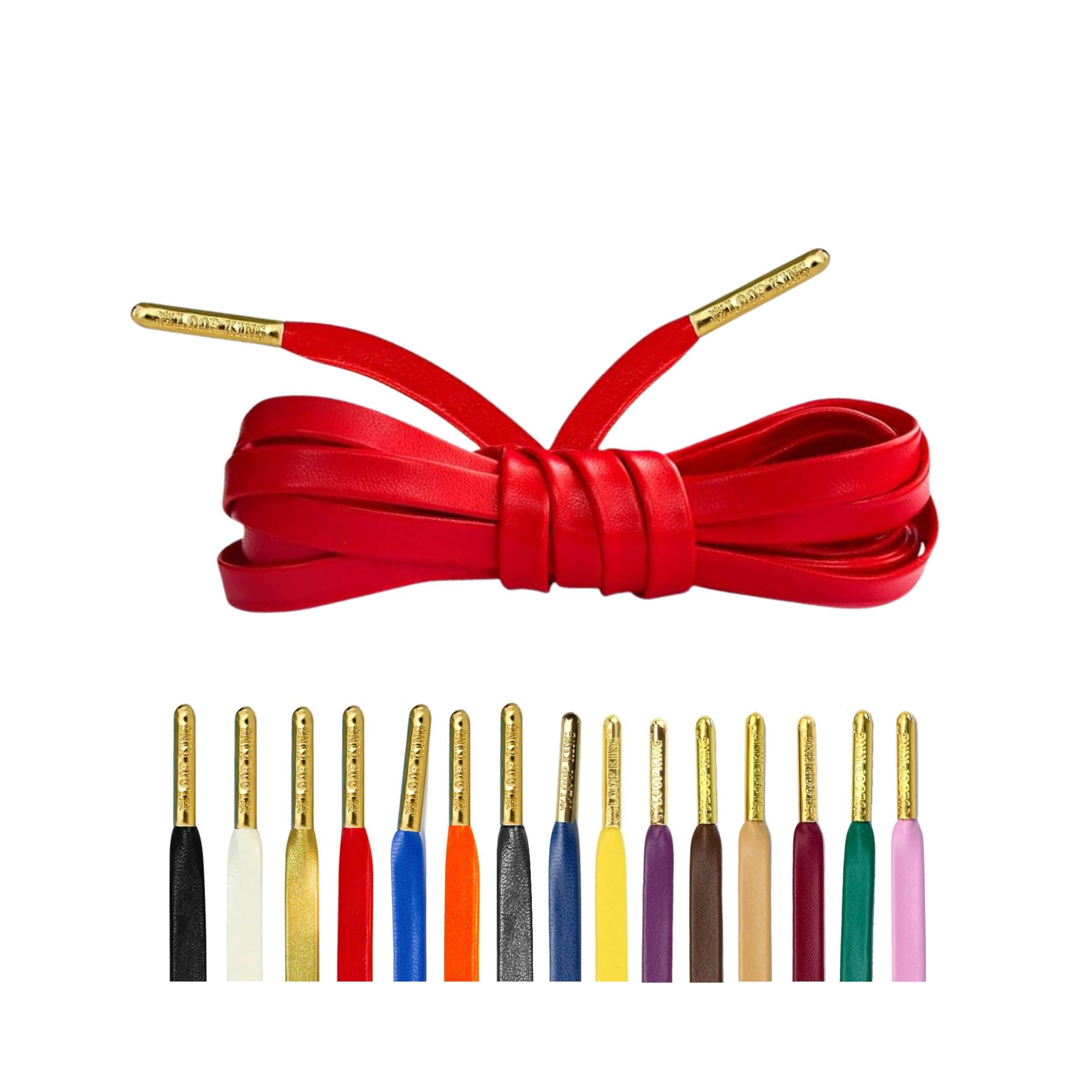 Loop King Laces - Premium Red Flat Leather Shoe