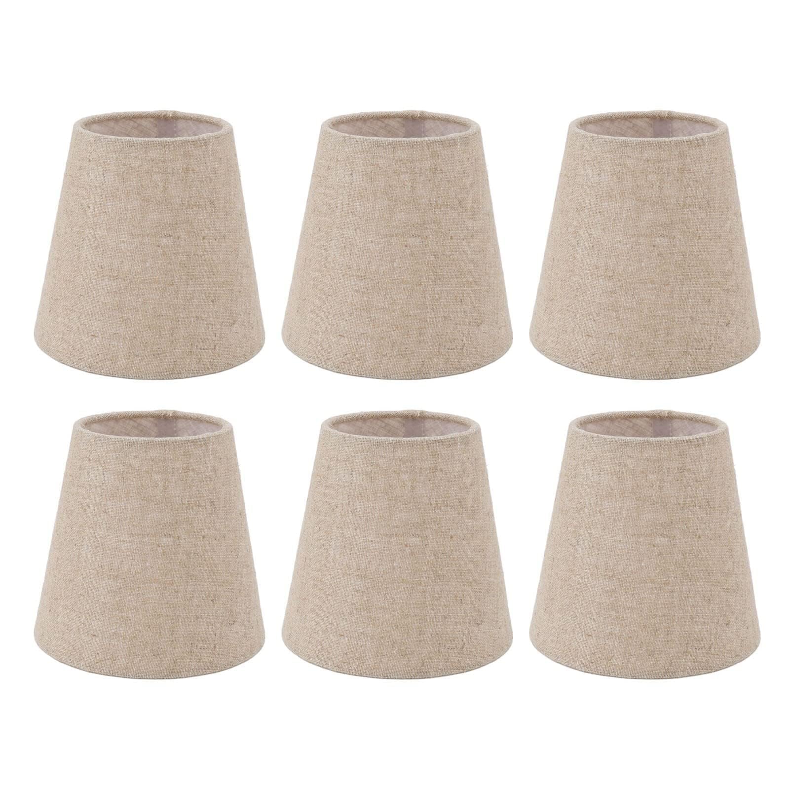 Small Clip lamp Shades for Candle Chandelier Pendent Light 6Pcs Lampshades Fabric Light Shades Clip on Bulb 3.7x5.5x5.1inch,Small Replacement Lampshades Linen for Chandelierlight