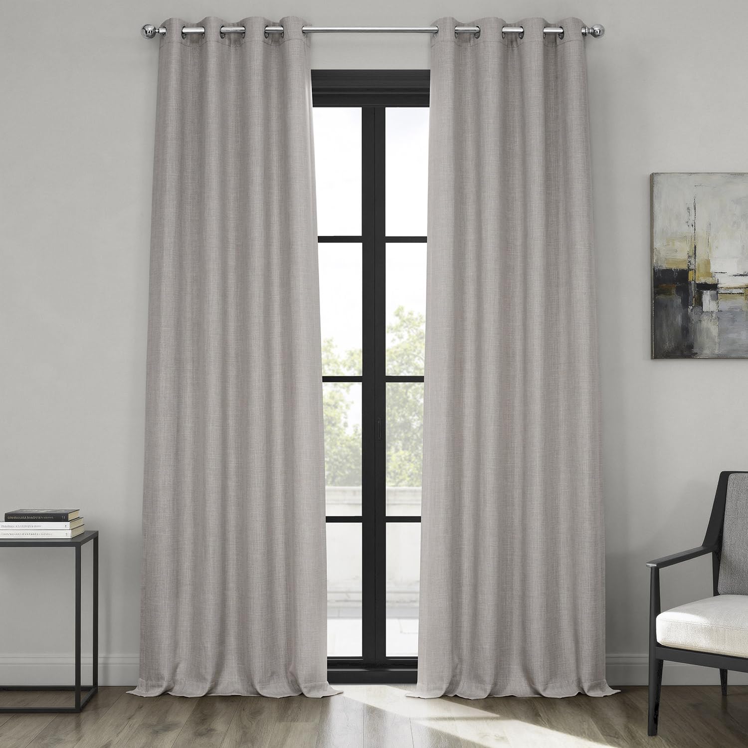 HPD Half Price Drapes Grommet Linen Curtains 120 Inches Long Room Darkening Curtains for Bedroom & Living Room (1 Panel), 50W x 120L, Clay
