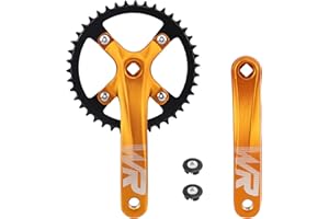 WEEROCK Mountain Bike Crankset Aluminium Alloy 1 Piece/Single 42T Charing Crank Set with 170mm Arm 104 BCD, Compatible with Single Speed Bicycle and 6/7/8/9/10/11 Speeds MTB Bike
