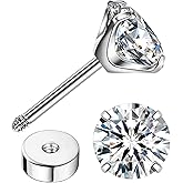 Enticera G23 Titanium Earrings 5A+Cubic Zirconia Flat Back Stud Earrings 14K Gold Hypoallergenic Nap Earrings 2-5MM Tiny Handmade Cartilage Stud Earrings for Women