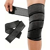 VBQFDPH Extra Long Elastic Knee Compression Support Bandage | Plantar Fasciitis, Stabilising Ligaments, Joint Pain, Squat, Basketball, Running, Tennis, Soccer, Football