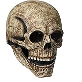 FOULARE Halloween Skull Mask Realistic Creepy Halloween Full Head Skeleton Mask with Movable Jaw, Halloween Masks for Adults Latex Helmet Cosplay Party Props