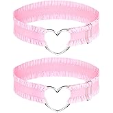 2 Pcs Adjustable Heart Lace Thigh Garters, Pink Heart Garters Belt, Elastic Leg Garter Belt for Women