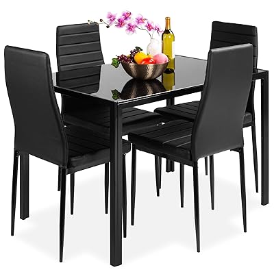 Best Choice 5-Piece Kitchen Dining Set Glass Tabletop Faux Leather
