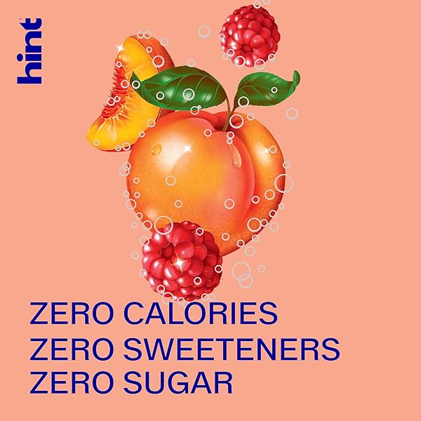 HINT SPARKLING WATER, PEACH RASPBERRY – CANNED FLAVORED WATER BEVERAGES WITH ELECTROLYTES, ZERO CALORIES, AND SUGAR FREE – 12 FL OZ CANS (PACK OF 12)