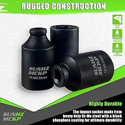 SUNHZMCKP 1/2 Inch Drive Impact Socket, Metric 35