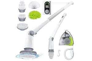 Yeolet Electric Spin Scrubber, IPX7 Waterproof Cordless Cleaning Brush, Adjustable & Detachable Long Handle, 3X High Torque Motor, 3 Angles Adjustable for Bathroom, Shower, Floor, Tile, Glass, Car