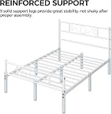 Yaheetech 4ft6 Double Metal Bed Frame with Headboard Footboard White view 7