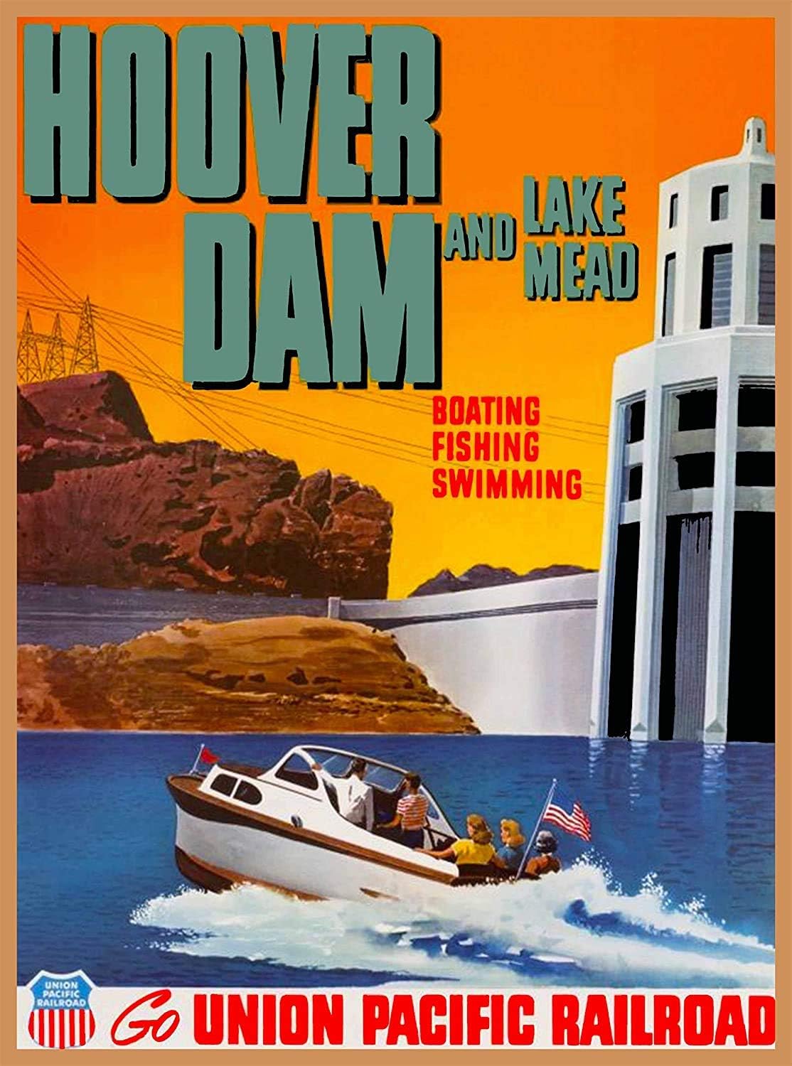 Aluminum Metal Novelty Sign 12"x16"Boulder Hoover Dam & Lake Mead Las Vegas Nevada Union Pacific RailroadAdvertisement,Retro Metal Sign Vintage Garage Shed Gift Vintage Metal Signs