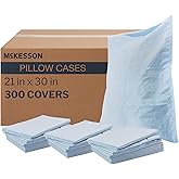 McKesson Disposable Pillow Case Covers [300 Count] Bulk Pillowcase, Single-Use for Medical Hospital Travel, Standard Size, Blue, 21 in x 30 in