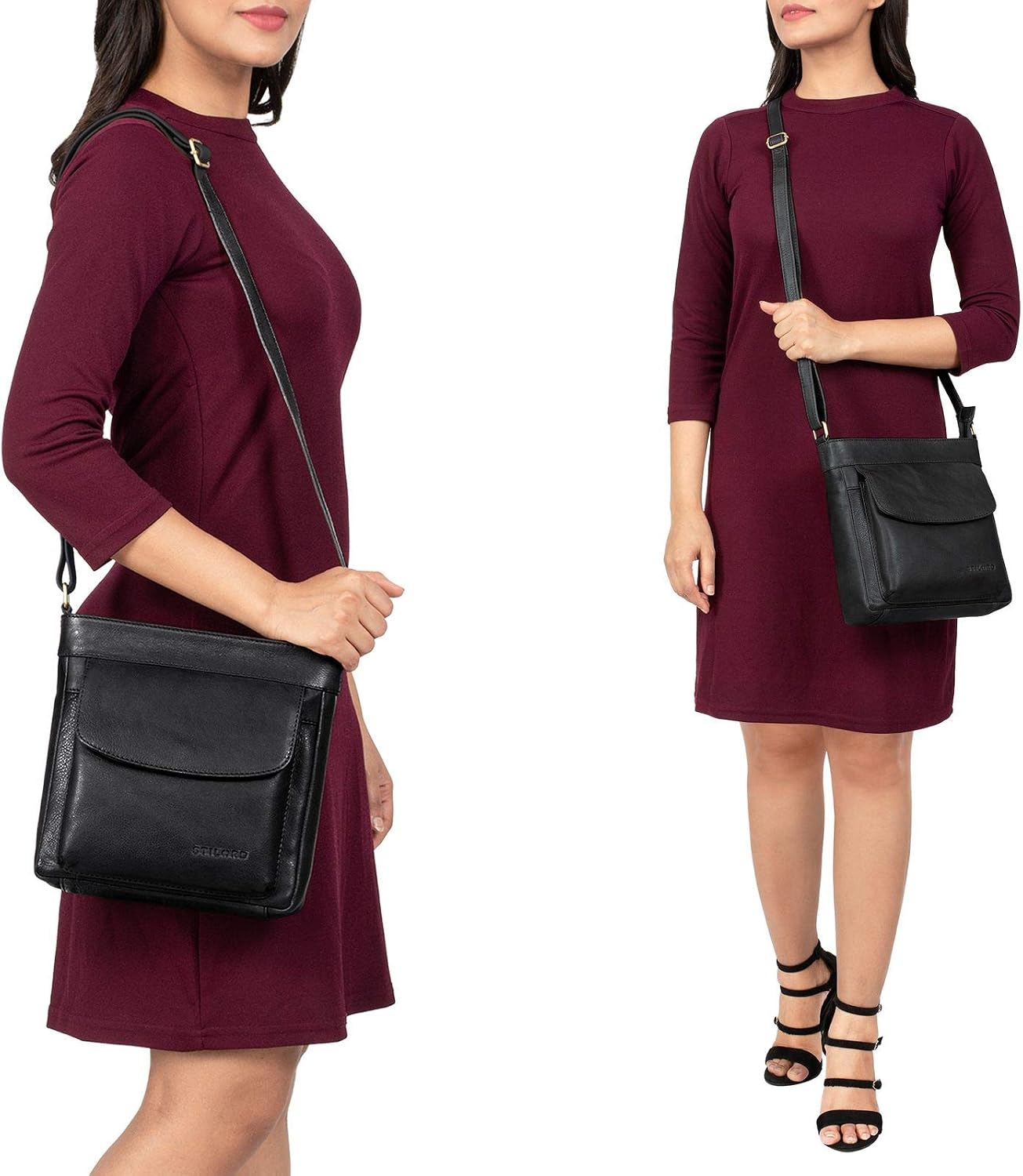 STILORD "Melina" Vintage Women's Leather Bag Small Shoulder Bag for Ladies Elegant Handbag Leisure Evening Bag Genuine Leather Colour:Black - Image 3