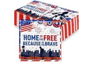 GREHUMOR Memorial Day Decorations Napkin 40Pcs- Patriotic Soldier 4th of July Napkin,Home of The Free Because of The Brave,American Independence Day fold Disposable Napkin Party Decorations