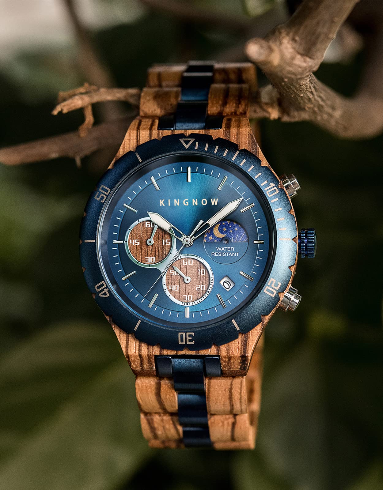 Wooden Wrist Watch for Men Luxury Quartz Luminous Lightweight Waterproof Birthday Gift Christmas Present KINGNOW