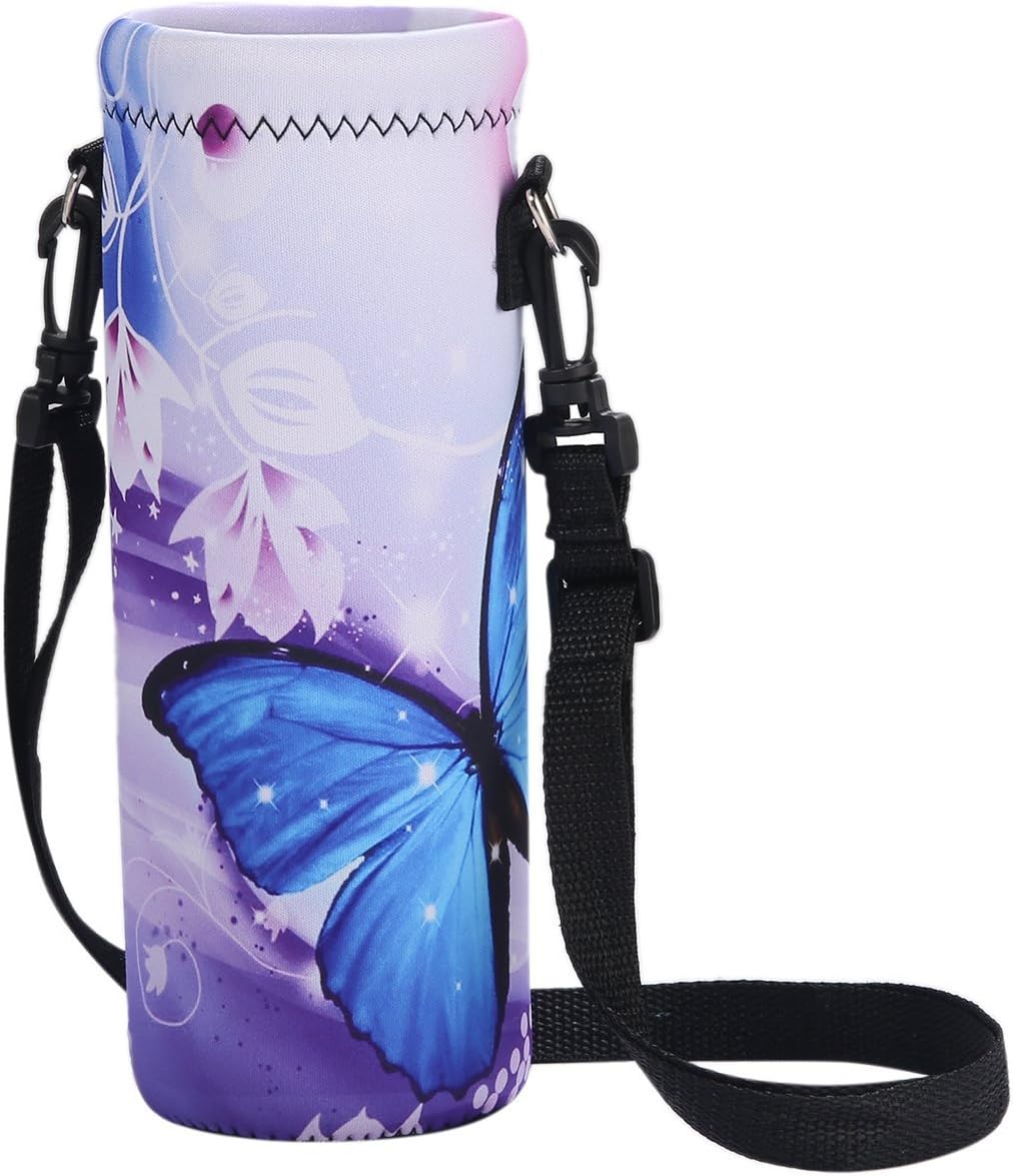 AUPET Water Bottle Carrier,Insulated Neoprene Water Bottle Holder Bag Pouch Cover 500ML Adjustable Shoulder Strap, Great for Stainless Steel, Plastic Bottles, Sport, Energy Drinks