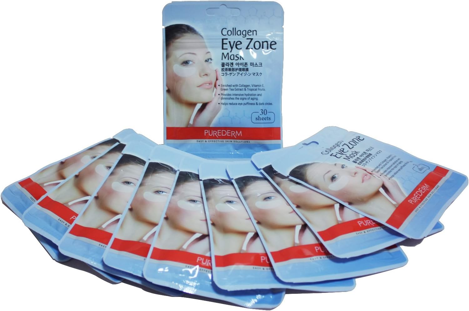 PUREDERM Collagen Eye Zone Mask Pad Patches Wrinkle Care, Dark