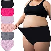 WhilyeePam Women's Cotton Plus Size Underwear Ladies Panties Briefs 6 Pack | XL-5XL, Ladies Underwear High Wiast