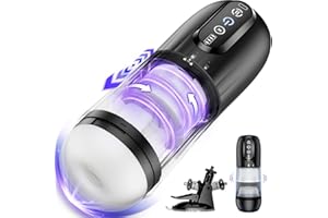 Male Masturbator Sex Toys for Men - EINSEO Male Sex Toy Stroker with Segmented Dual Sleeve 10 Rotation Thrusting Vibrating Mo
