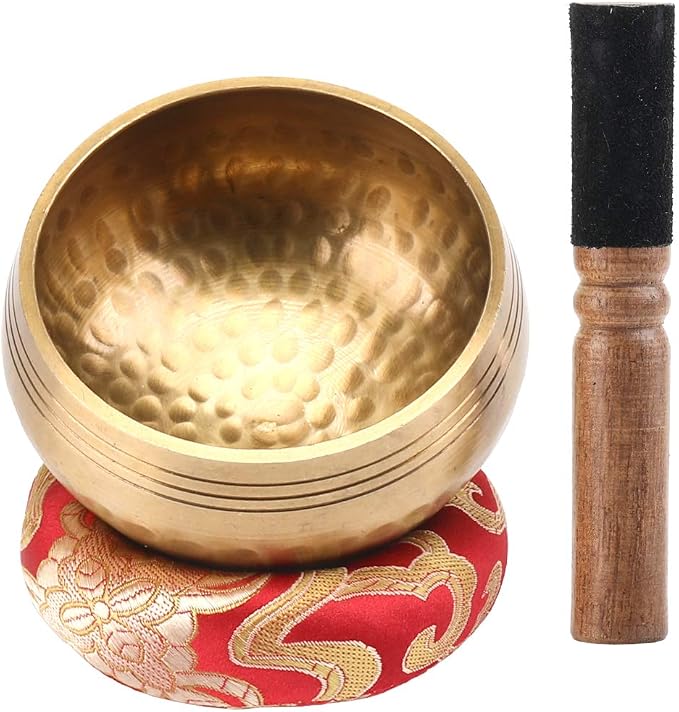Mazo De Madera Para Cuenco Tibetano - Hecho A Mano En Nepal, Envuelto En Cuero Premium, Madera De Melocotón