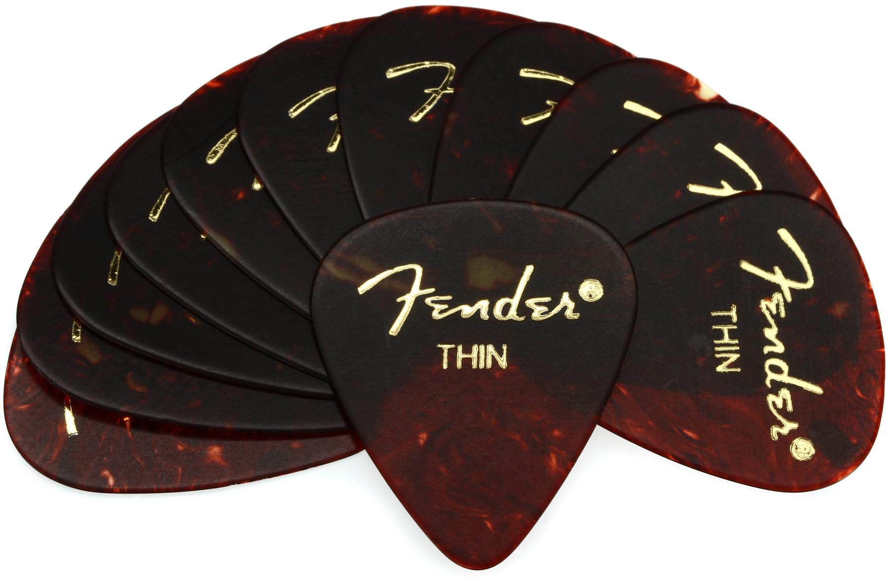 Fender 351 Shape Classic Picks - Tortoise Shell - Thin - 12 Count Pack, 1980351700
