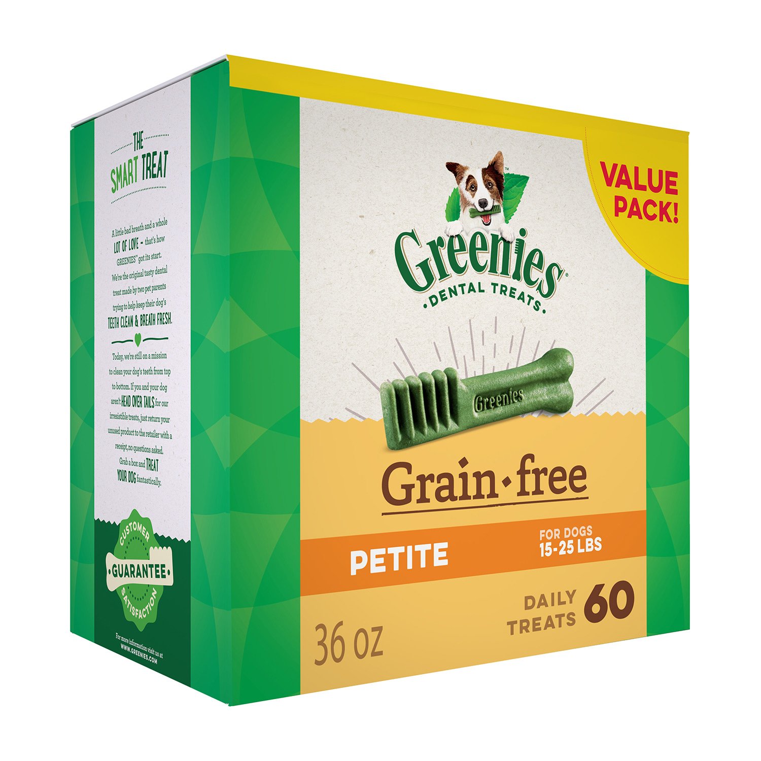GREENIES Grain Free Dental Dog Chews, Petite, 60 Treats, 36 Ounces