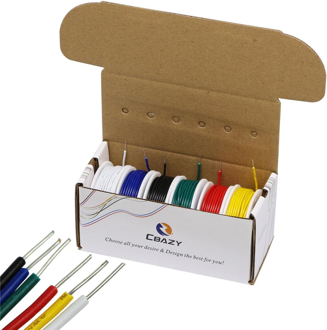 Electrical Wire CBAZY Hook up Wire Kit (Solid Wire) 26 Gauge 6 colors 32.8 feet Each Wires 26 AWG