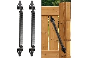 DREAMXIANG 14" Gate Spring Self Closing Heavy Duty Outdoor Door Spring Automatic Fence Gate Closure Hardware Spring Loaded Gate Latch with Adjustable Tool for Wooden and Vinyl Fence, Black (2 Pack)
