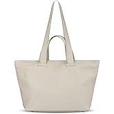 TAKEASY Italian Calf Leather Tote Bag for Women with Zipper & Double Straps | Large Soft Laptop Shoulder Handbag for Work