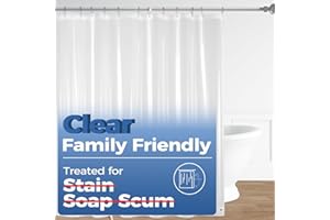 downluxe Clear Shower Curtain Liner, PEVA Lightweight Plastic Shower Liner with 3 Magnets, 72" x 72" Waterproof Bathroom Curtain