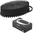 Metene Silicone Exfoliating Body Scrubber with Loop, Body Scrubber for Men and Women, Silicone Loofah for Shower, Soft Silicone Body Scrubber for Shower and Bath Skincare Routine (Black)