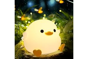 PIOREE Dodo Duck Night Light for Kids' Room Lamp, Cute Silicone Nursery Night Light for Boys, Girls, and Babies, Silicone Squishy Light-Up Duck, Rechargeable Bedside Touch Lamp for Breastfeeding
