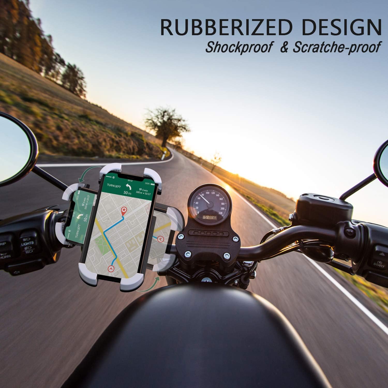 THIKPO Bike Phone Mount with Shockproof Silicone Pad, Secure Quick-Locking Clamp, 360° Rotation Angles for 4.7-6.8 inch Cellphones, Holds Phones Up to 3.5" Wide (Sturdy Mount with Premium Silicone)