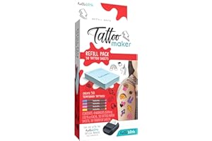 Hello Blink Tattoo Maker Refill Pack – Makes 50 Tattoos – 4 New Markers – Cosmetic Grade, FDA-Compliant DIY Kit for Kids Ages 8+
