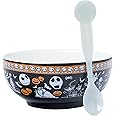 Silver Buffalo Disney Nightmare Before Christmas Boxed Ceramic Bowl with Color Changing Spoon Featuring Jack Skellington, Oogie Boogie, Sally, Dr. Finkelstein, Lock, Barrel, and Zero, 28 Ounces