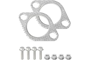 UBOG 2PCS Exhaust Gasket,Exhaust Flange Gasket,Catalytic Converter Gasket,Car Accessories Exhaust Flange,Exhaust Flange Repair Kit with Bolts & Nuts,Muffler Gasket,Replaces #120-06310-0002 (2.5inch)