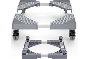 HQO LOVL Mini Fridge Stand with 4 Locking Wheels 15.7"-23.6" Adjustable Dolly Washing Machine Stand Universal Stand Base for Furniture Portable Refrigerator Dryer Stand (Grey)